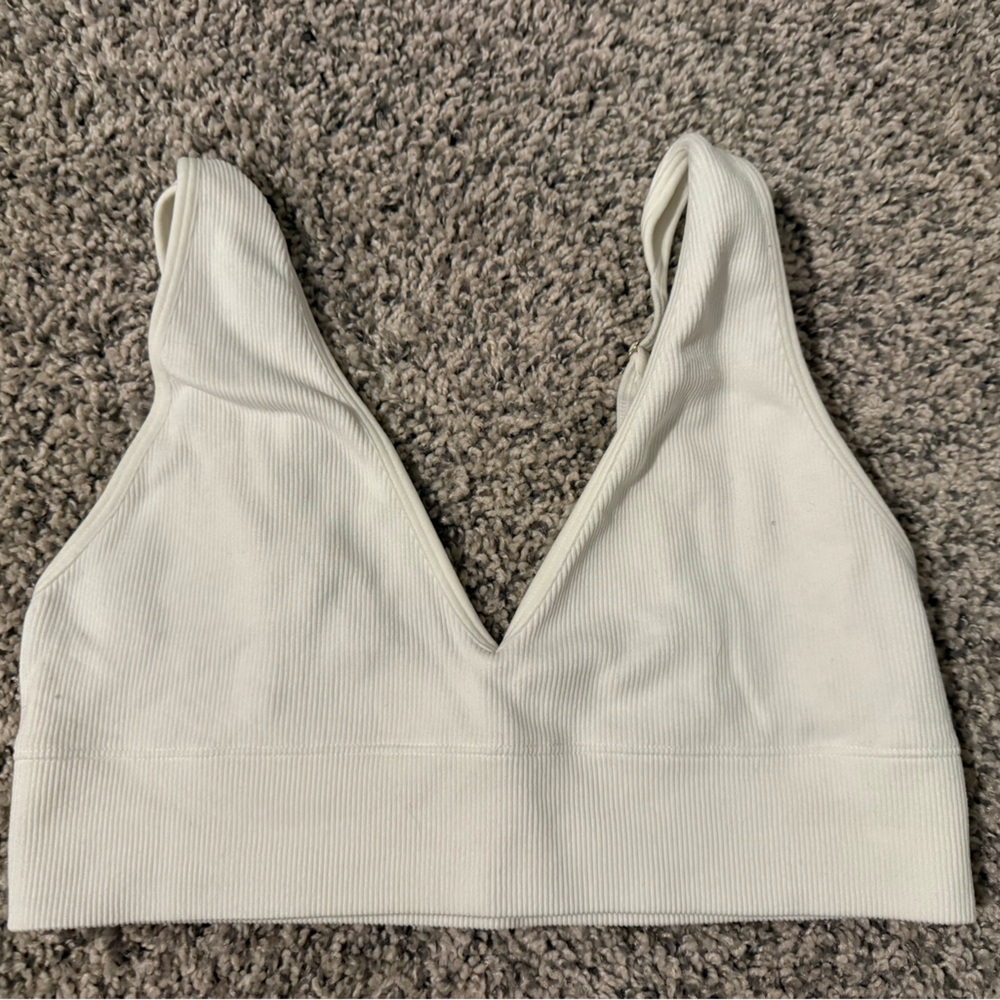 Abercrombie & Fitch White Ribbed Bra